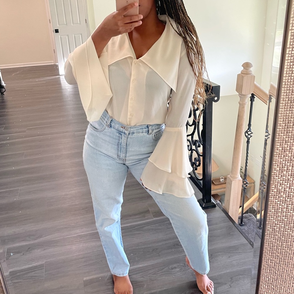 Ruffle Sleeve Vintage Shirt Top Blouse